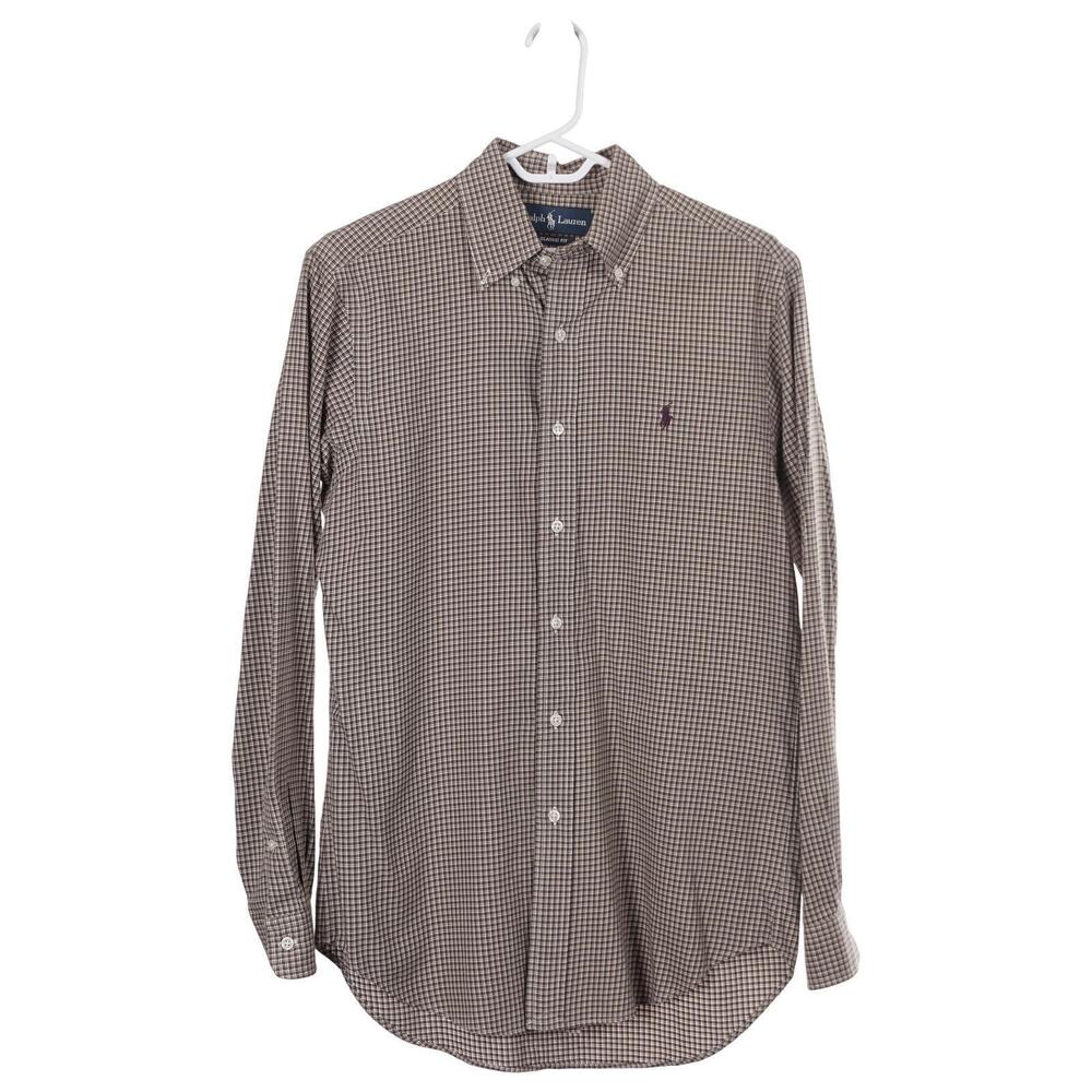 Ralph Lauren Vintage Shirt S Green Plaid Cotton Classic Fit Button Down Pony